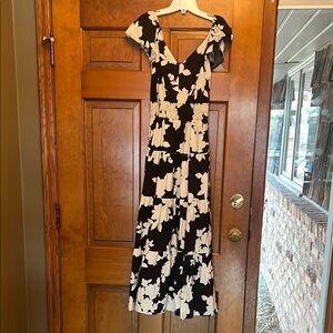 Elegant Black and White Floral Dress
